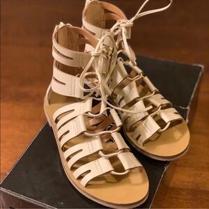 J. Crew Cream Lace-Up Gladiator Sandals